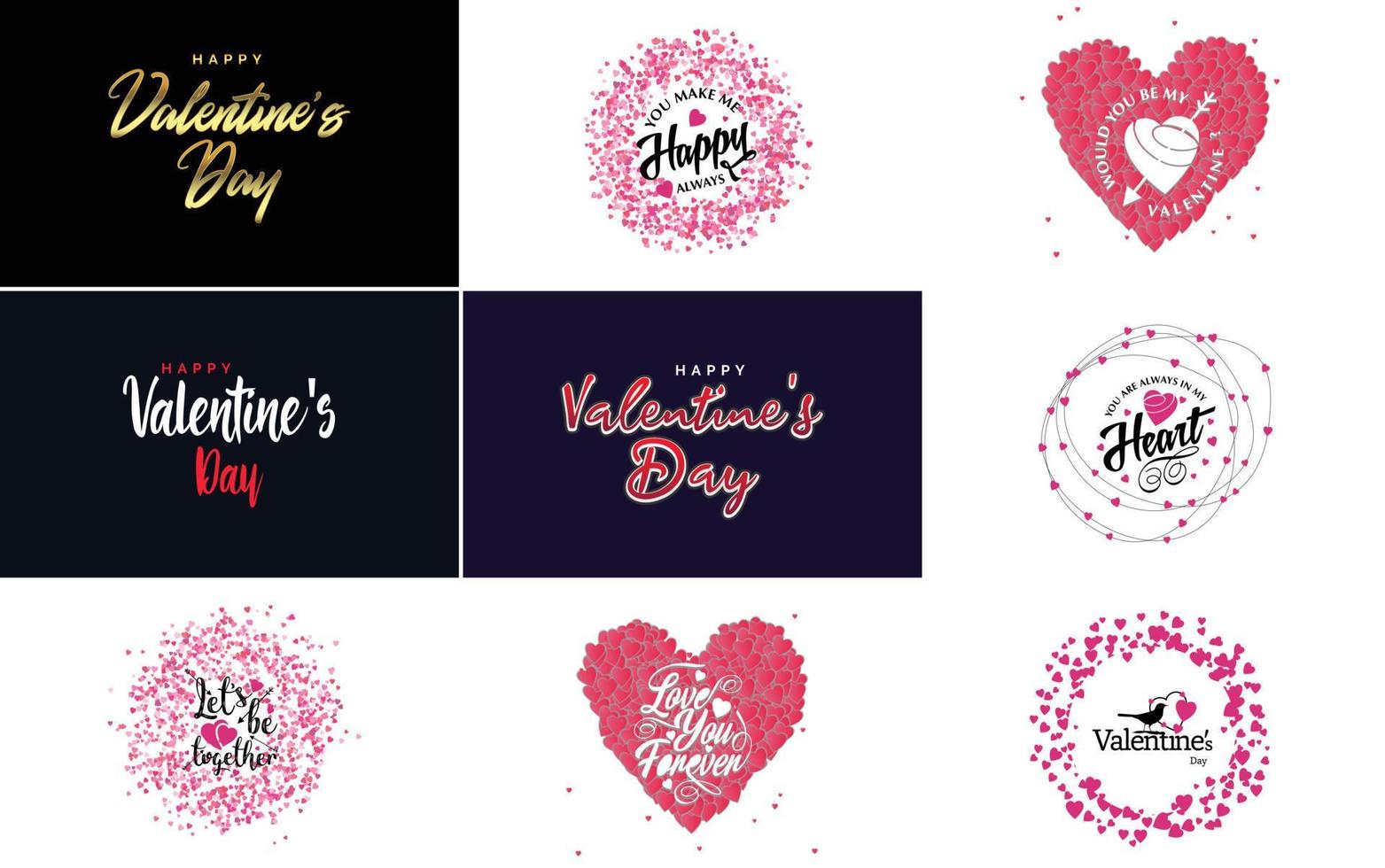 Happy Valentine's Day typography poster with handwritten calligraphy text. vector