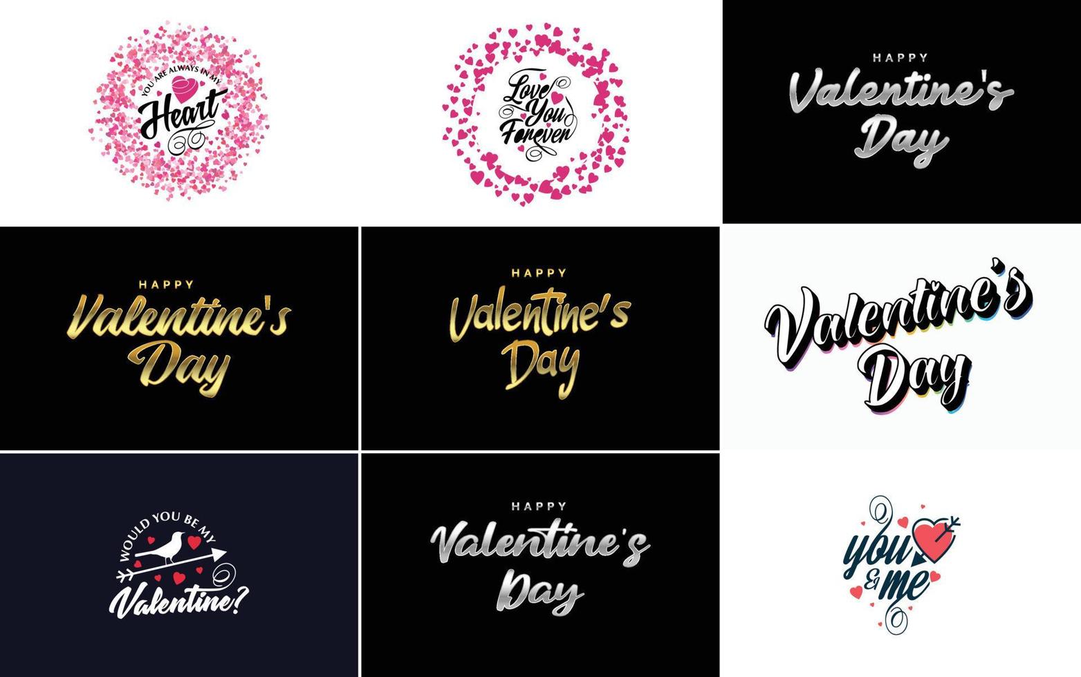 Happy Valentine's Day typography design with a heart-shaped theme vector