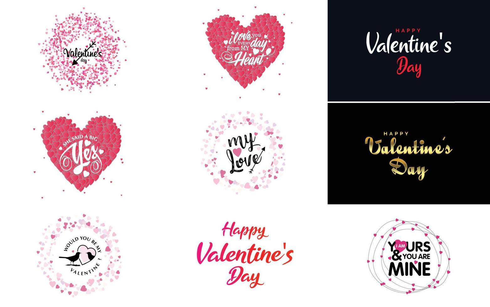 Happy Valentine's Day typography poster with handwritten calligraphy text. isolated on white background vector illustration