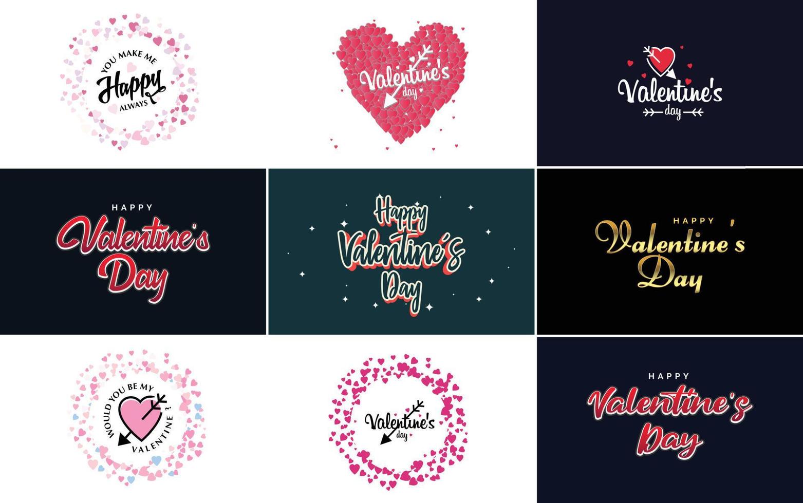Happy Valentine's Day hand-drawn lettering vector illustration suitable for use in design of flyers. invitations. posters. brochures. and banners