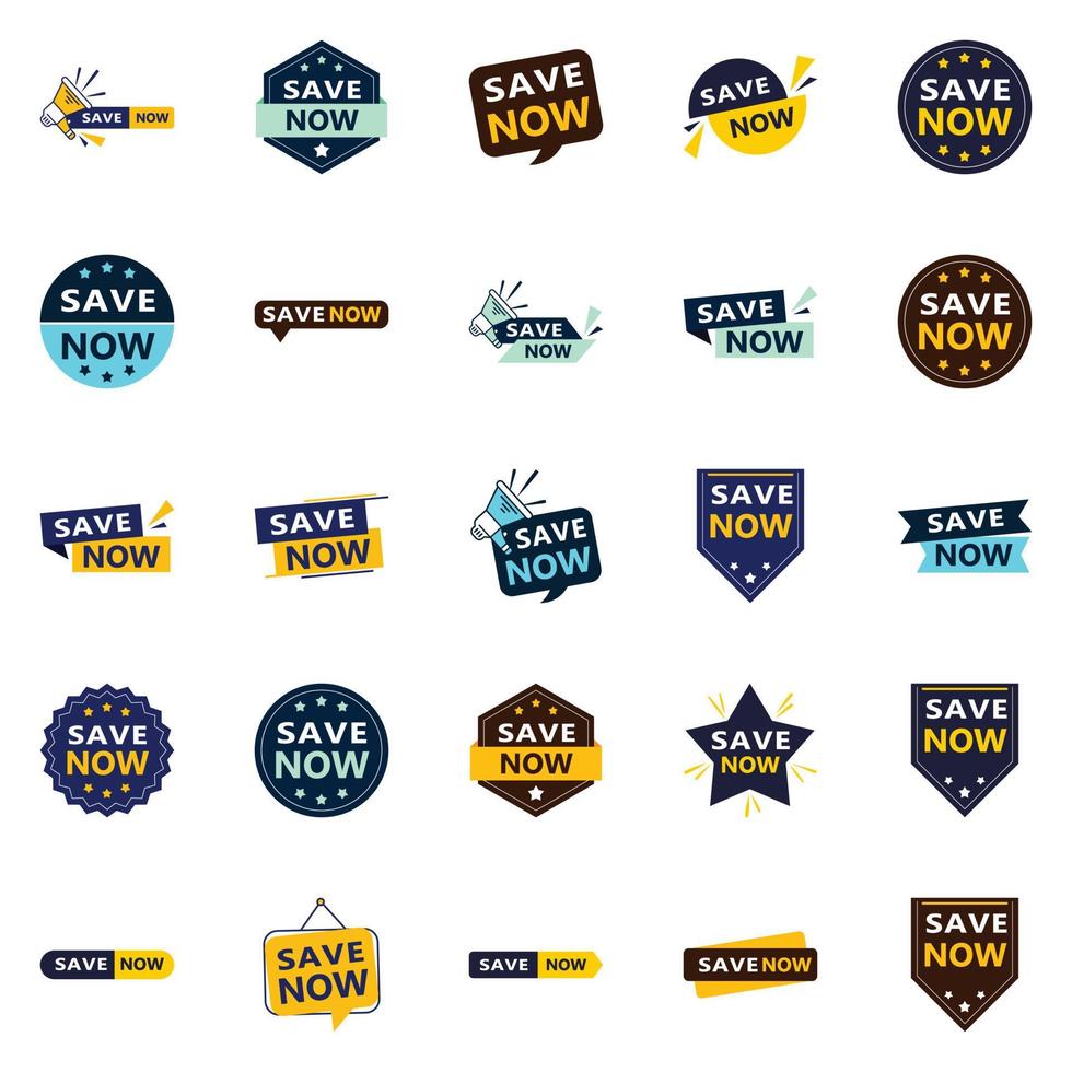 ahorre ahora 25 banners tipográficos llamativos para generar ahorros vector
