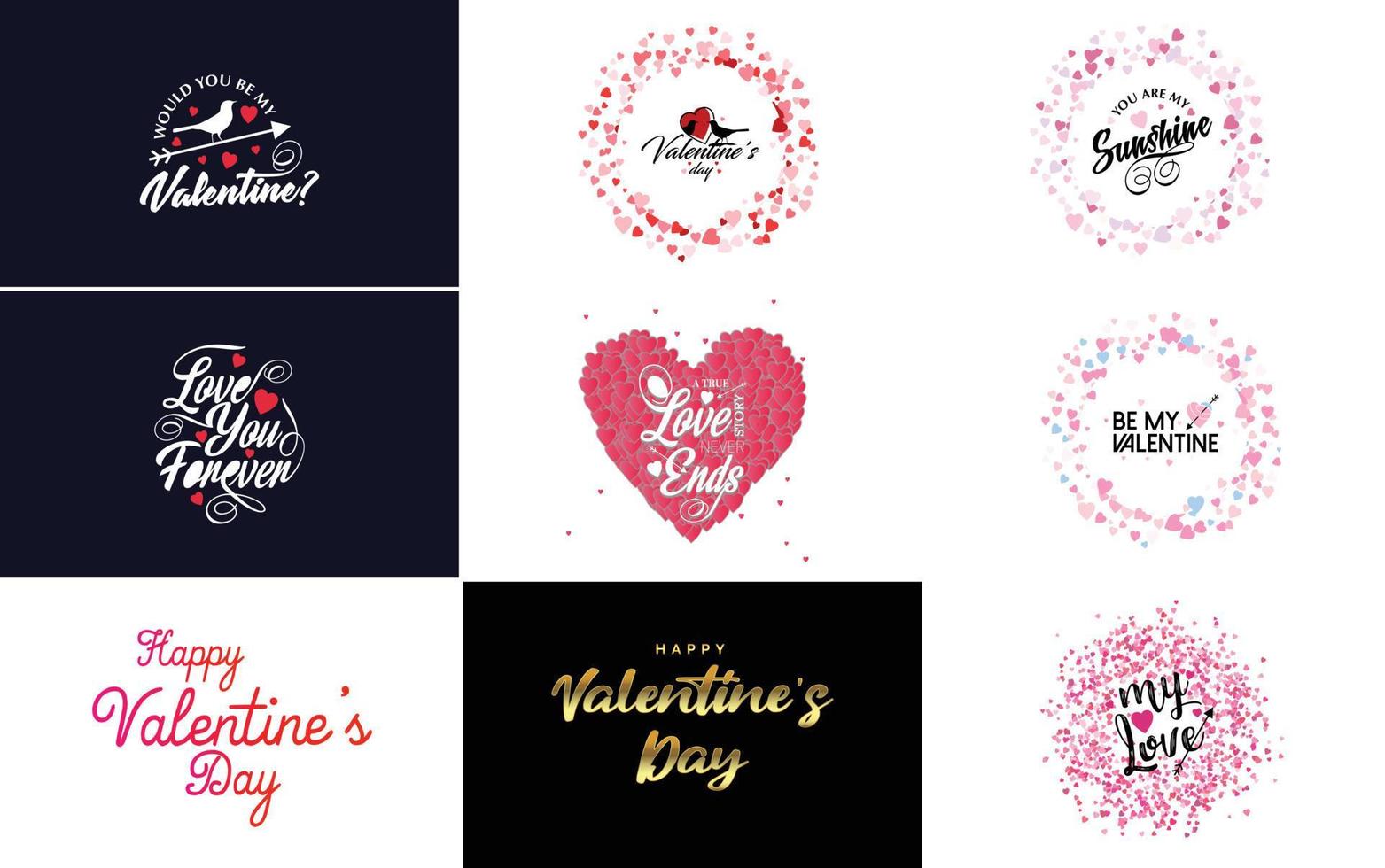 Happy Valentine's Day typography design with a heart-shaped theme vector