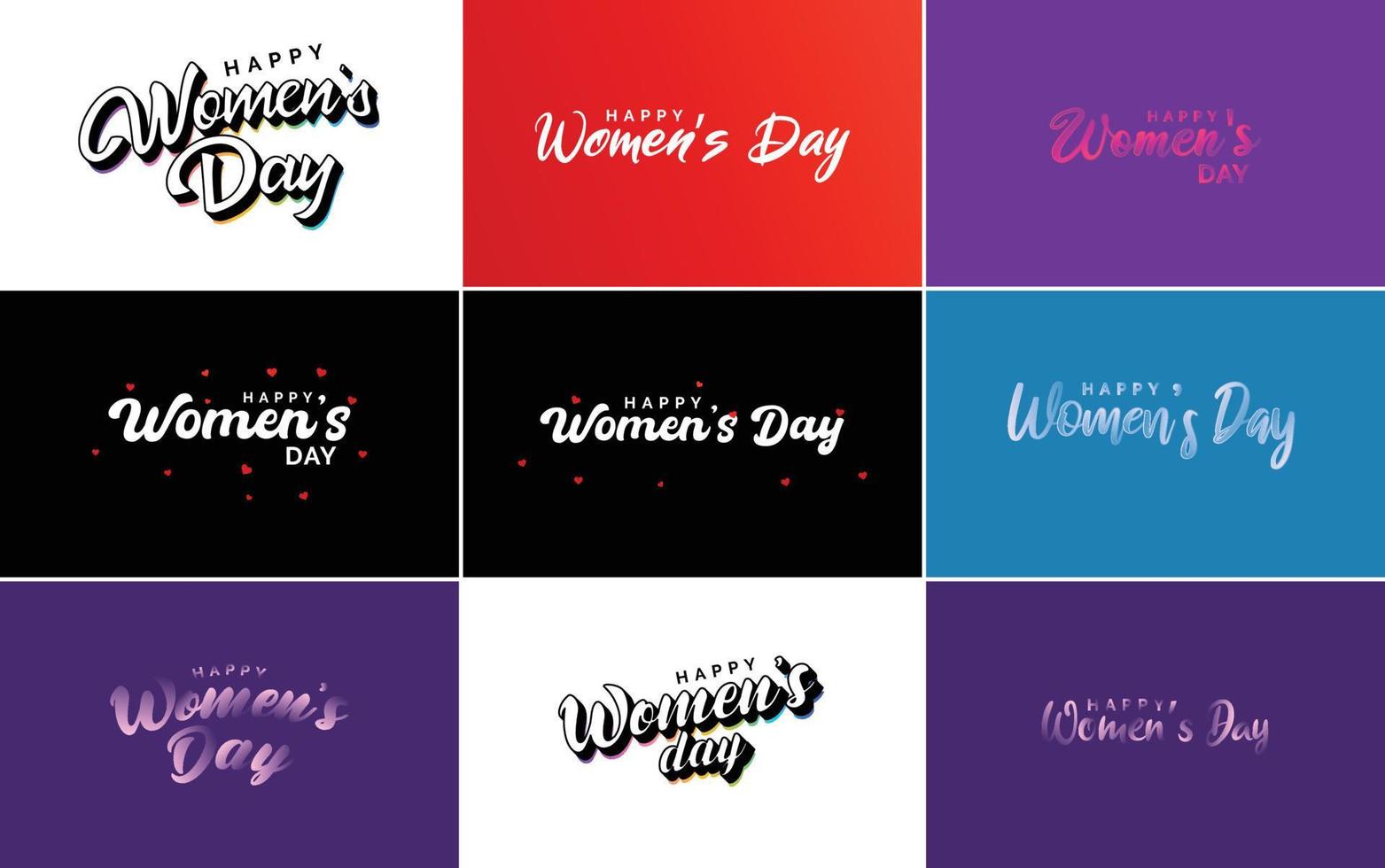 Happy Women's Day logo set with a heart vector design