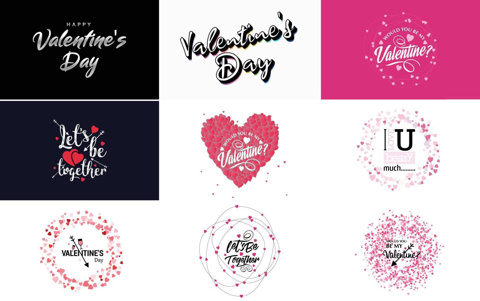 Happy Valentine's Day typography design with a heart-shaped theme vector