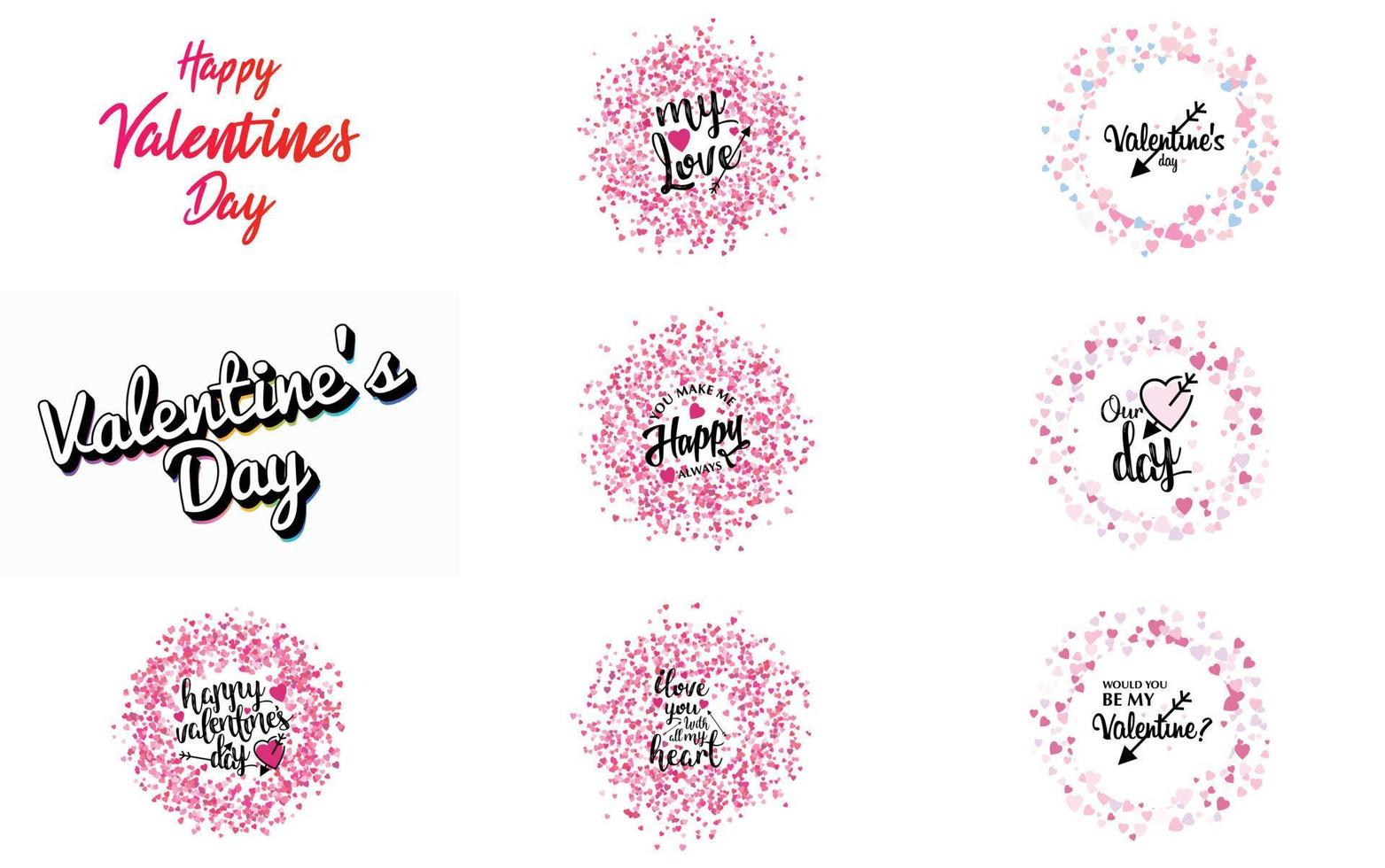 Happy Valentine's Day hand-drawn lettering vector illustration suitable for use in design of flyers. invitations. posters. brochures. and banners