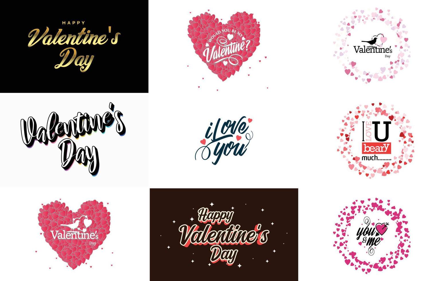 Valentine's holiday lettering set for greeting card vector