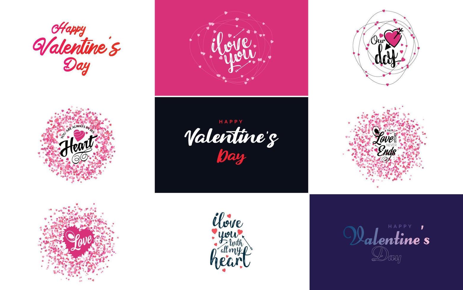 Happy Valentine's Day typography poster with handwritten calligraphy text. isolated on white background vector illustration