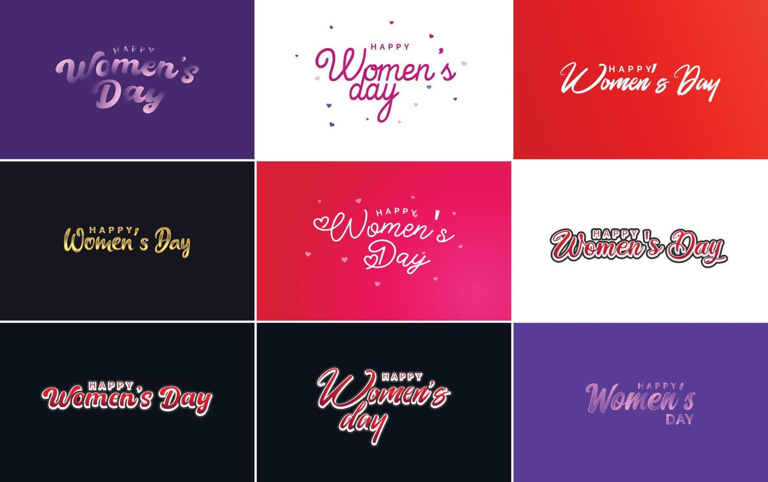 Happy Women's Day design set featuring a gradient color scheme vector