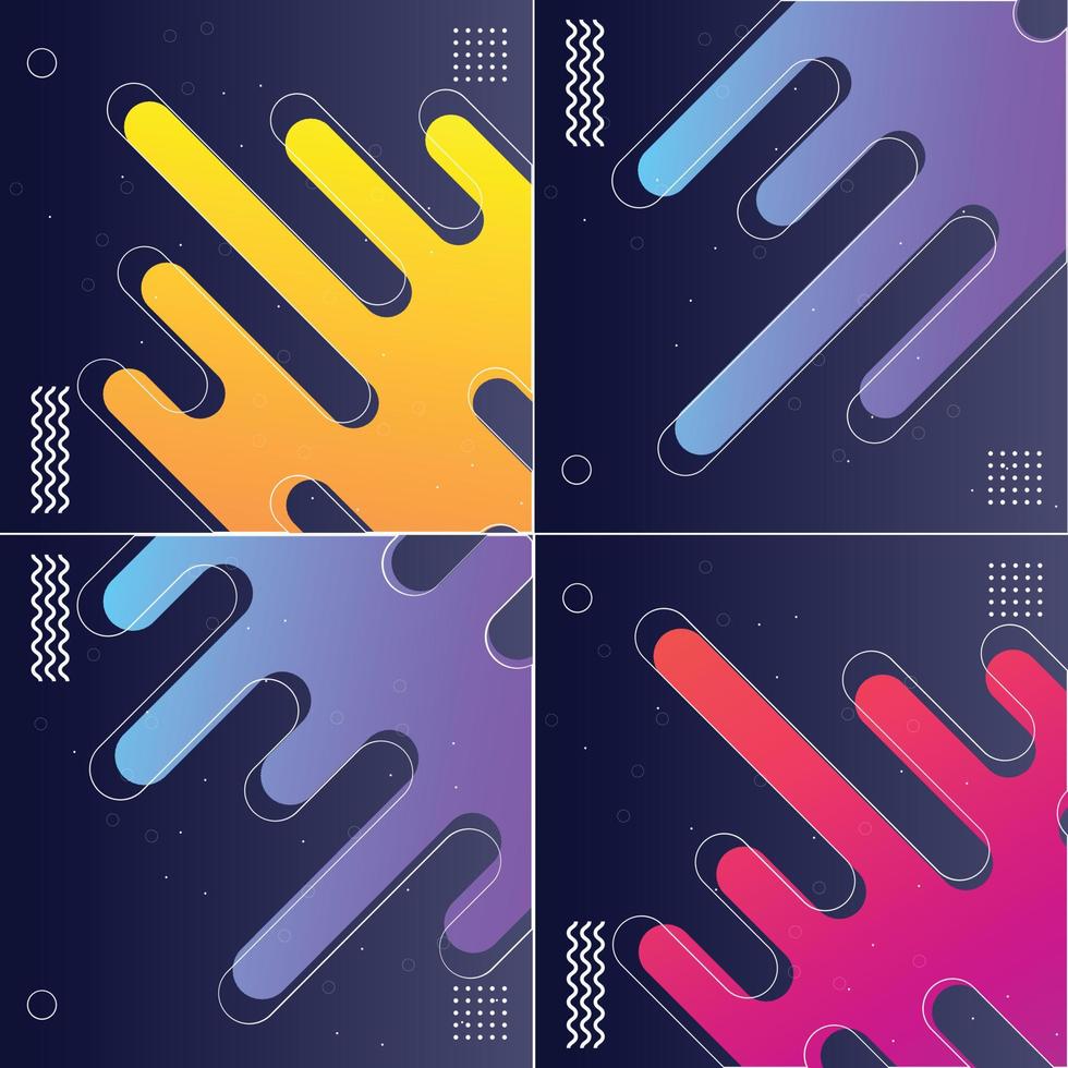 Modish Style Abstractions in Color Pack of 4 Vector Illustrations