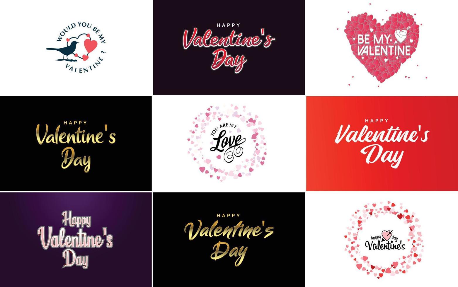 Happy Valentine's Day typography poster with handwritten calligraphy text. isolated on white background vector illustration