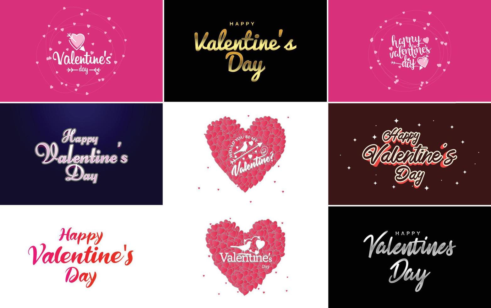 Happy Valentine's Day typography poster with handwritten calligraphy text. isolated on white background vector illustration