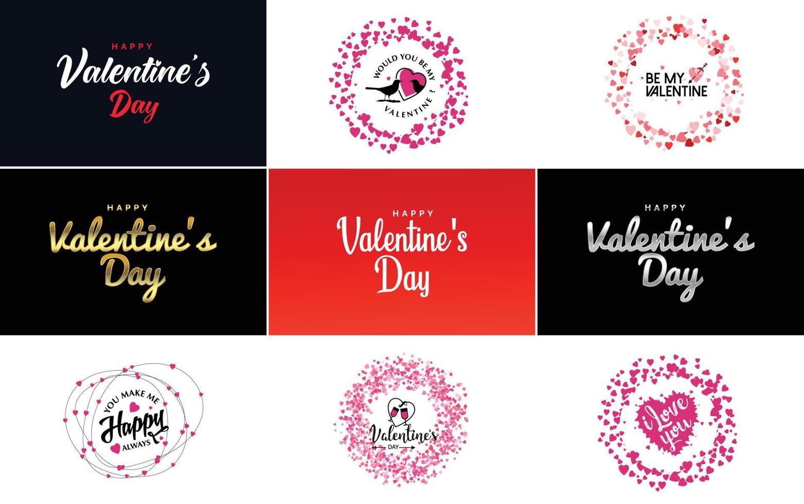Happy Valentine's Day typography poster with handwritten calligraphy text. isolated on white background vector