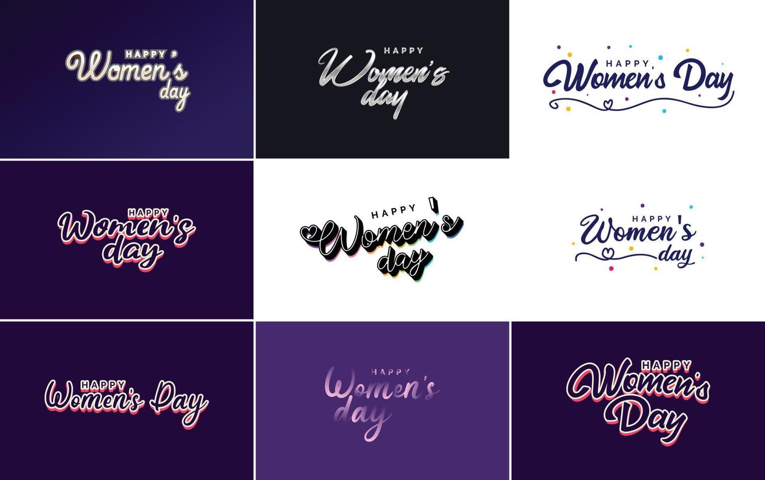 March 8th typographic design set with Happy Women's Day text vector