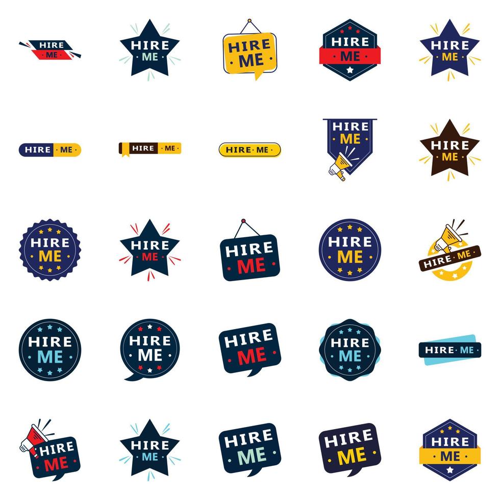 Get Hired Quickly with Our Pack of 25 Hire Me Banners vector