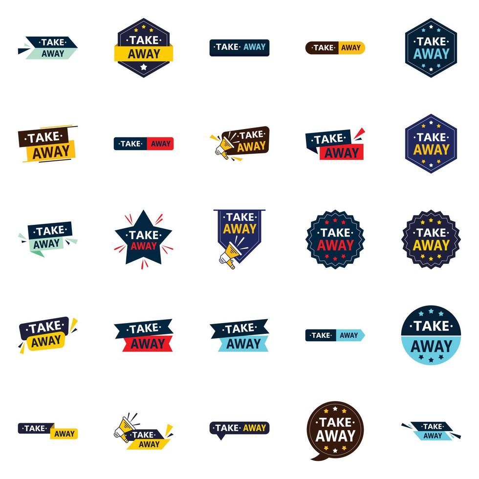 25 Customizable Vector Designs in the Take Away Bundle Perfect for Food Delivery Service Advertising