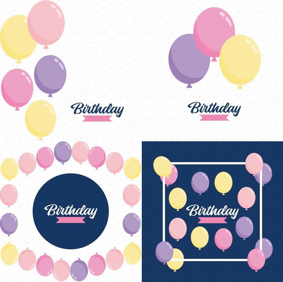 Happy Birthday text and balloons with glossy finish vector