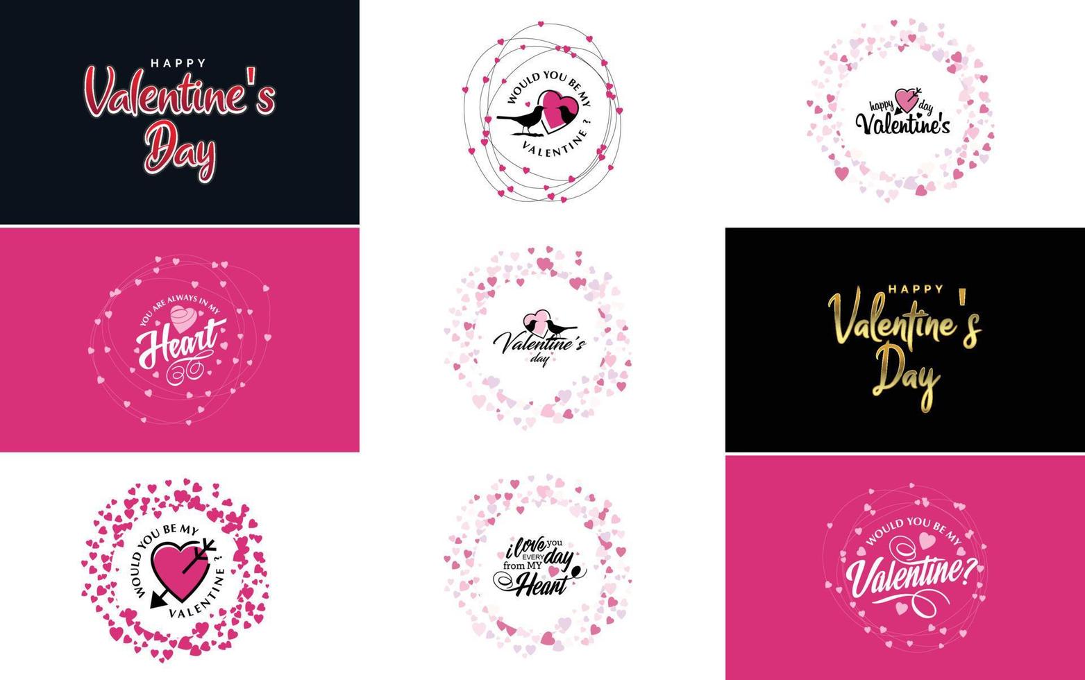 Happy Valentine's Day hand-drawn lettering vector illustration suitable for use in design of flyers. invitations. posters. brochures. and banners