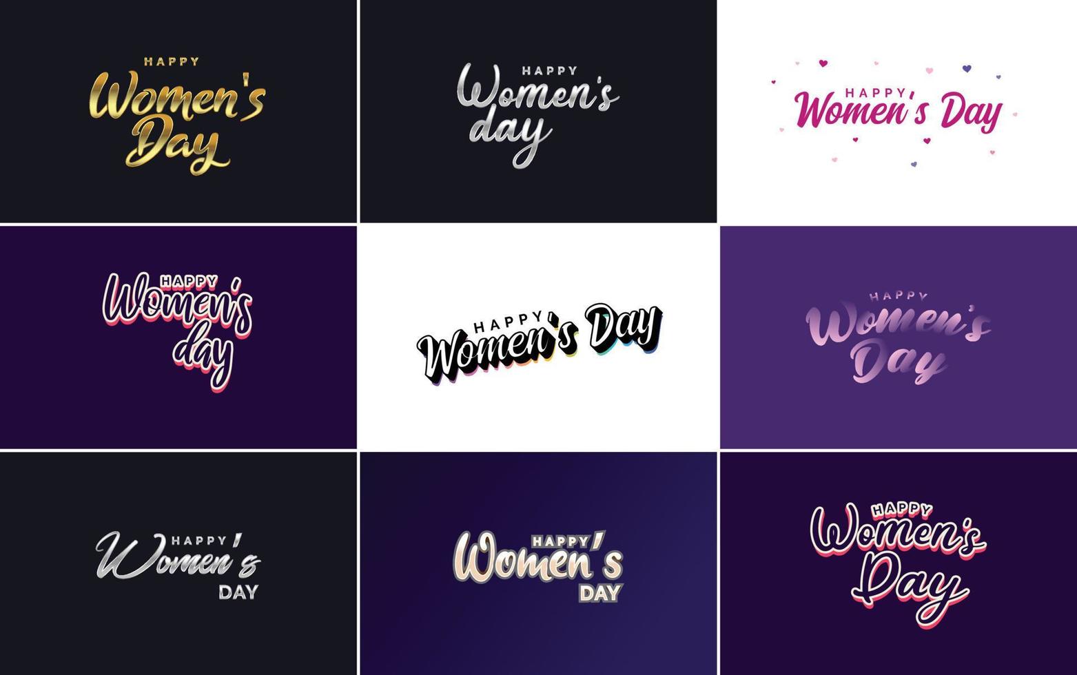 International Women's Day lettering with heart shapes. Suitable for use in cards. invitations. banners. posters. postcards. stickers. and social media posts vector