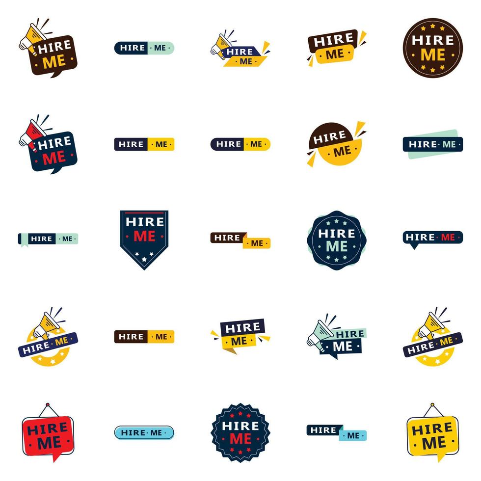 Make a Great First Impression with Our Pack of 25 Hire Me Banners vector