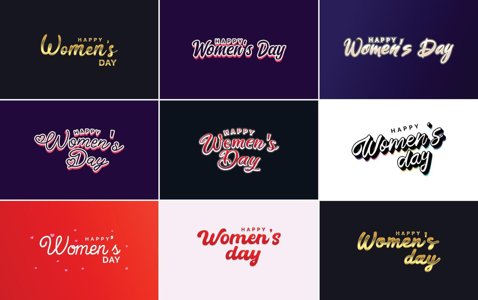 conjunto de tarjetas del día internacional de la mujer con un logotipo y un esquema de color degradado vector