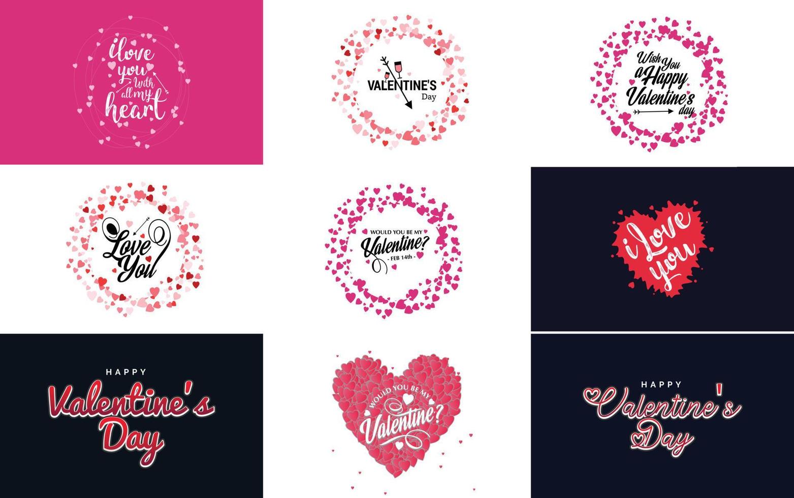 amor palabra letras dibujadas a mano y caligrafía con lindo corazón en rojo. blanco. y fondo rosa plantilla o fondo del día de san valentín adecuado para usar en el concepto de amor y día de san valentín vector