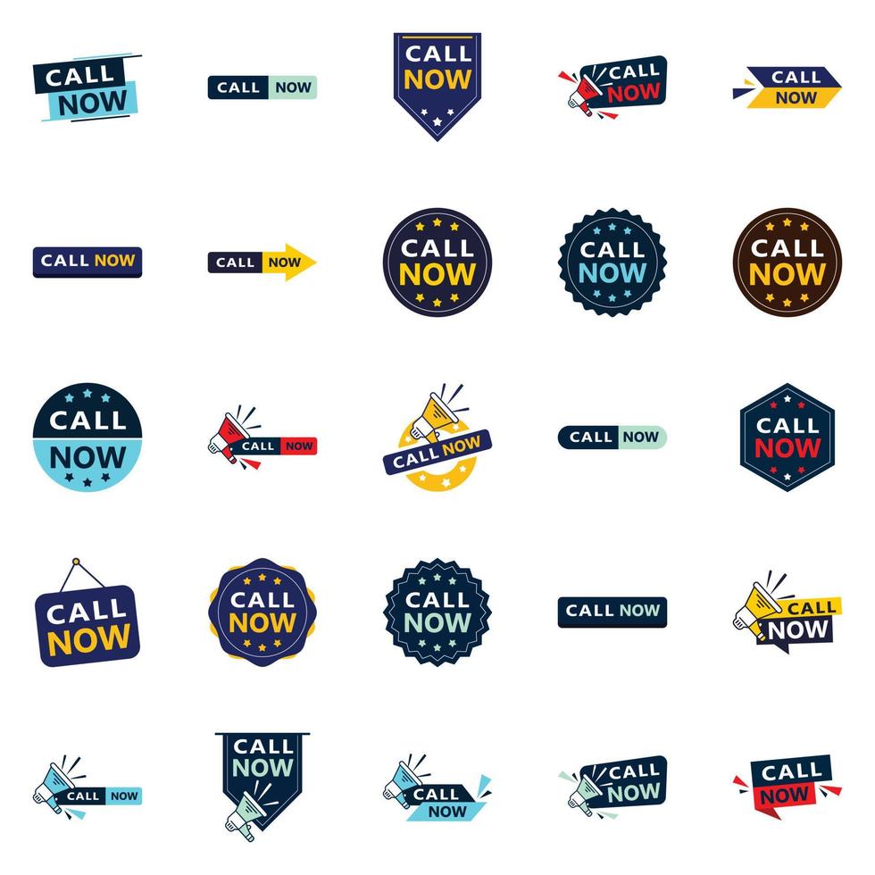 25 elementos tipográficos profesionales para un mensaje de llamada a la acción pulido llame ahora vector