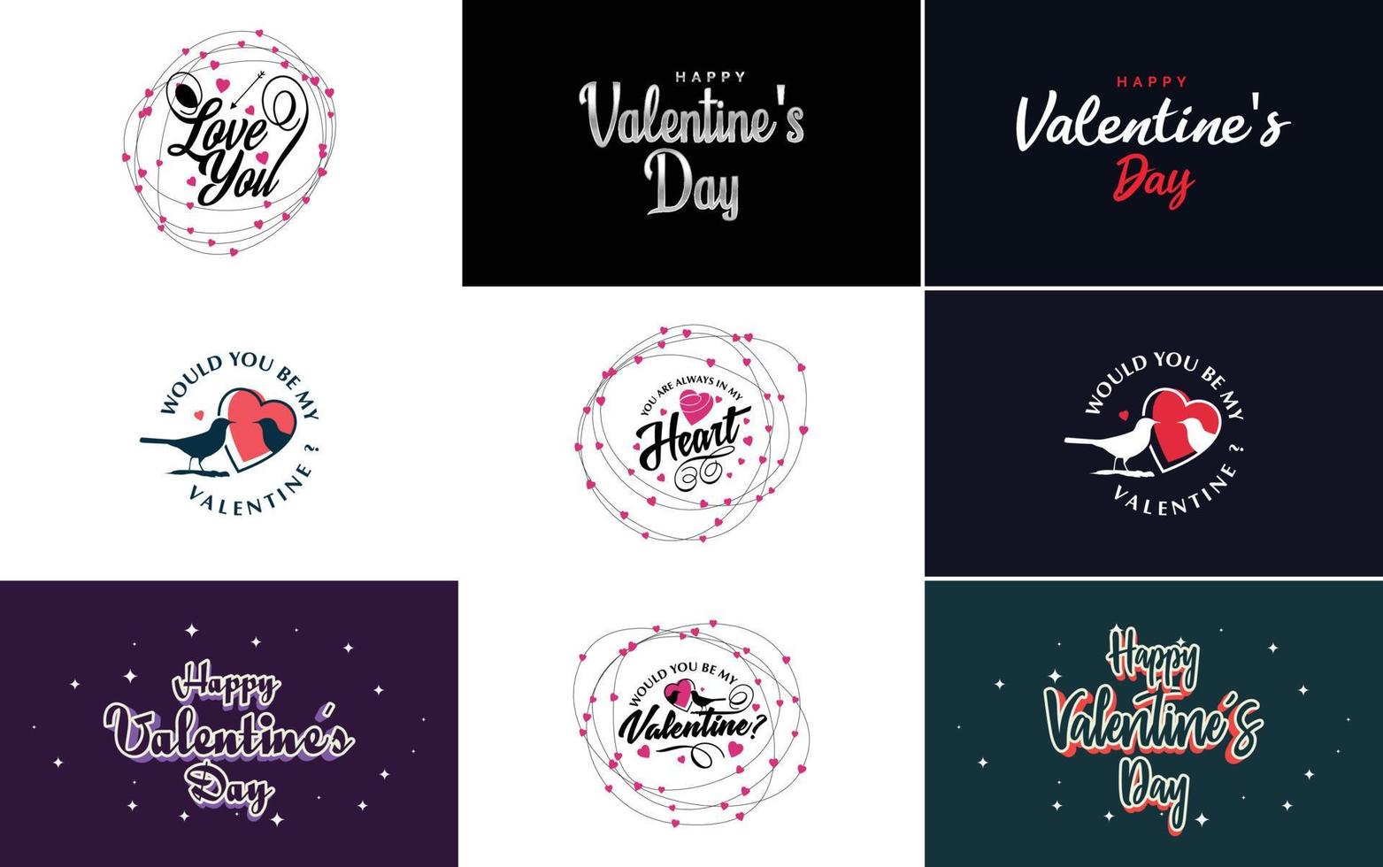 Happy Valentine's Day typography poster with handwritten calligraphy text. isolated on white background vector illustration