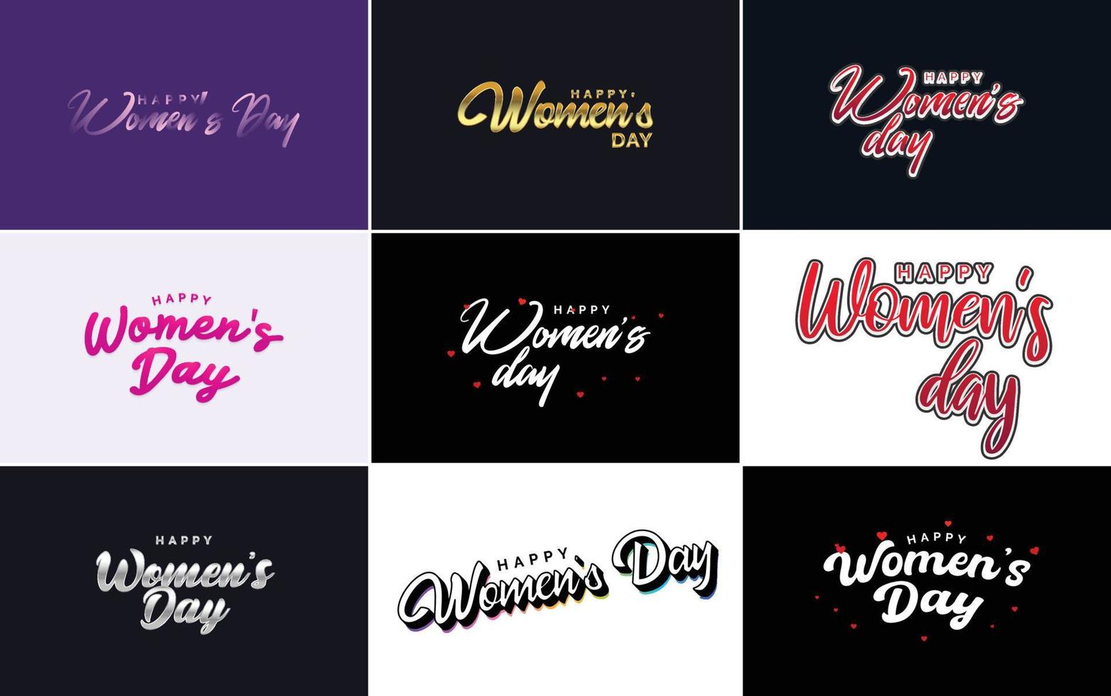 Set of International Women's Day cards with a logo and a gradient color scheme vector