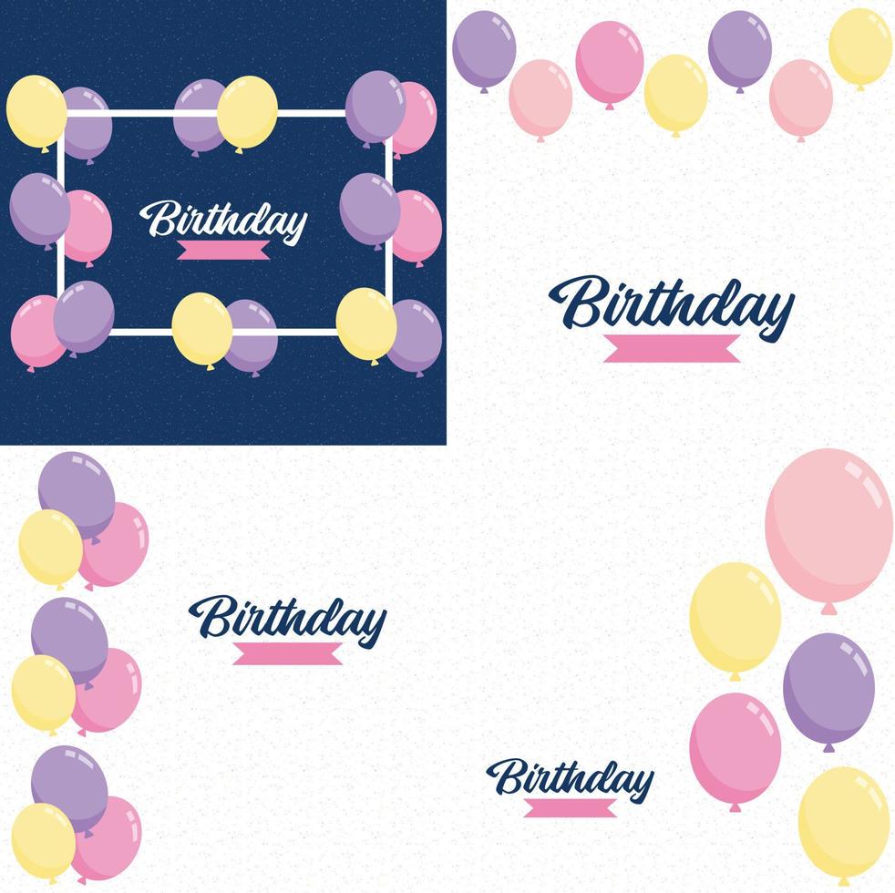 colorido cartel de anuncio de feliz cumpleaños. volantes. y tarjeta de felicitación en una ilustración de vector de estilo plano