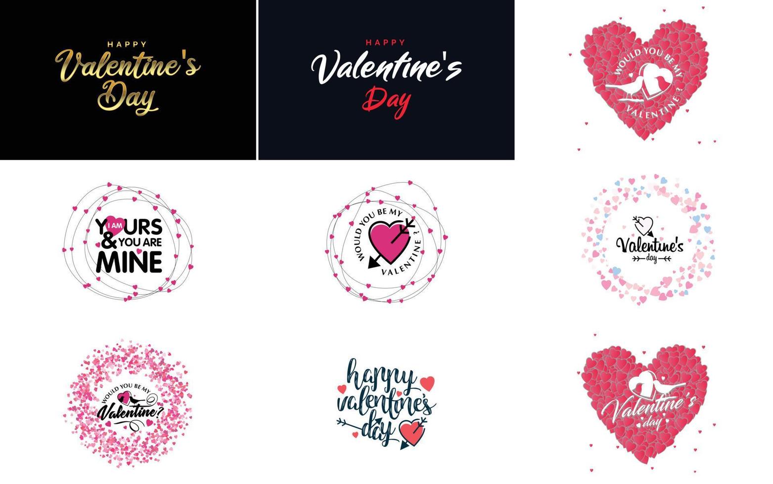 Valentine's and love word art designs with a heart-shaped theme vector