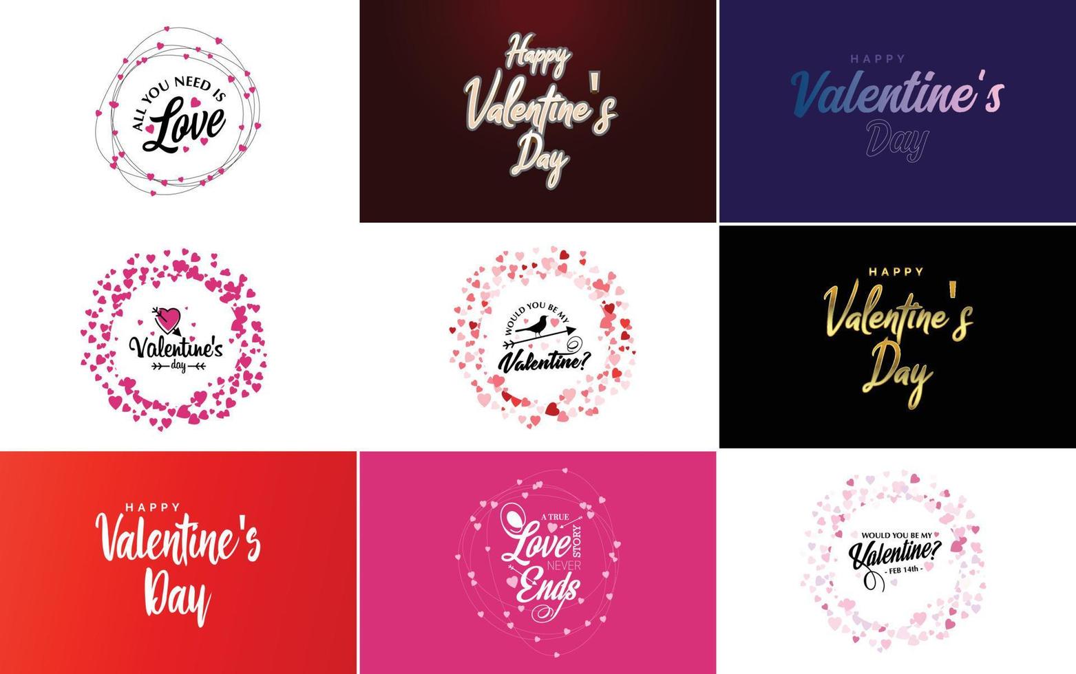 plantilla de banner de feliz día de san valentín con un tema romántico y un esquema de color rosa y rojo vector