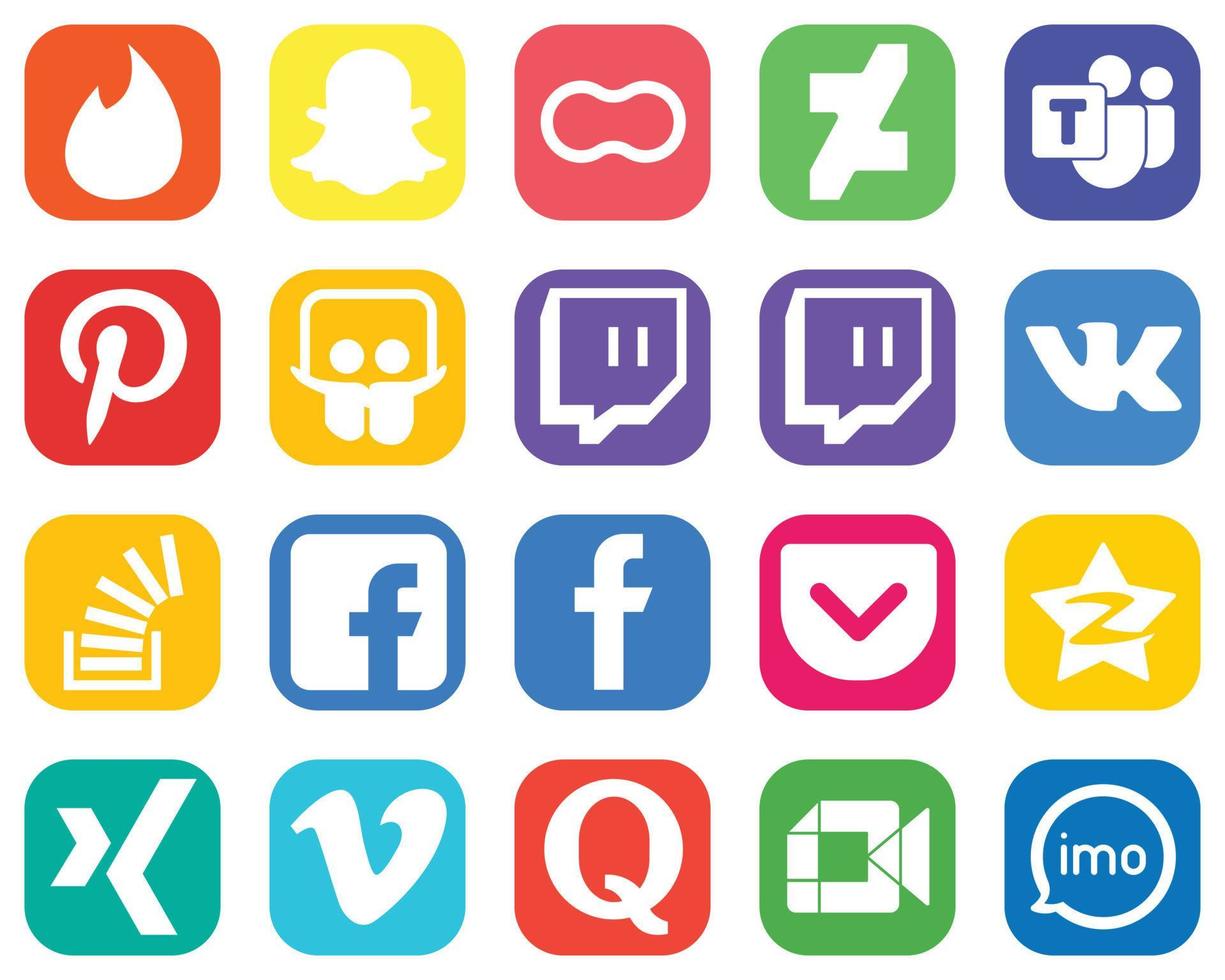 20 Social Media Icons for Your Business such as fb. overflow. pinterest. stock and stockoverflow icons. High Resolution Gradient Icon Set vector