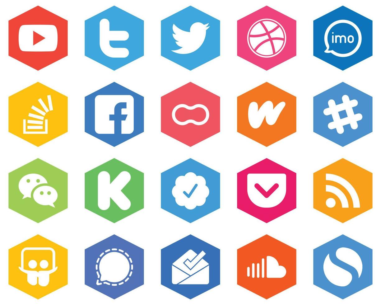 Hexagon Flat Color White Icon Collection mothers. fb and overflow 20 Innovative Icons vector