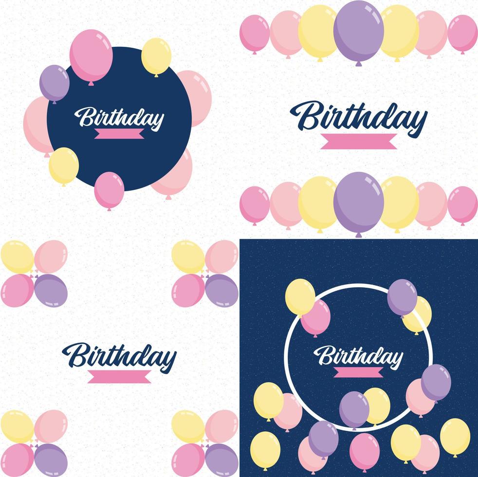 Birthday text set with balloons vector