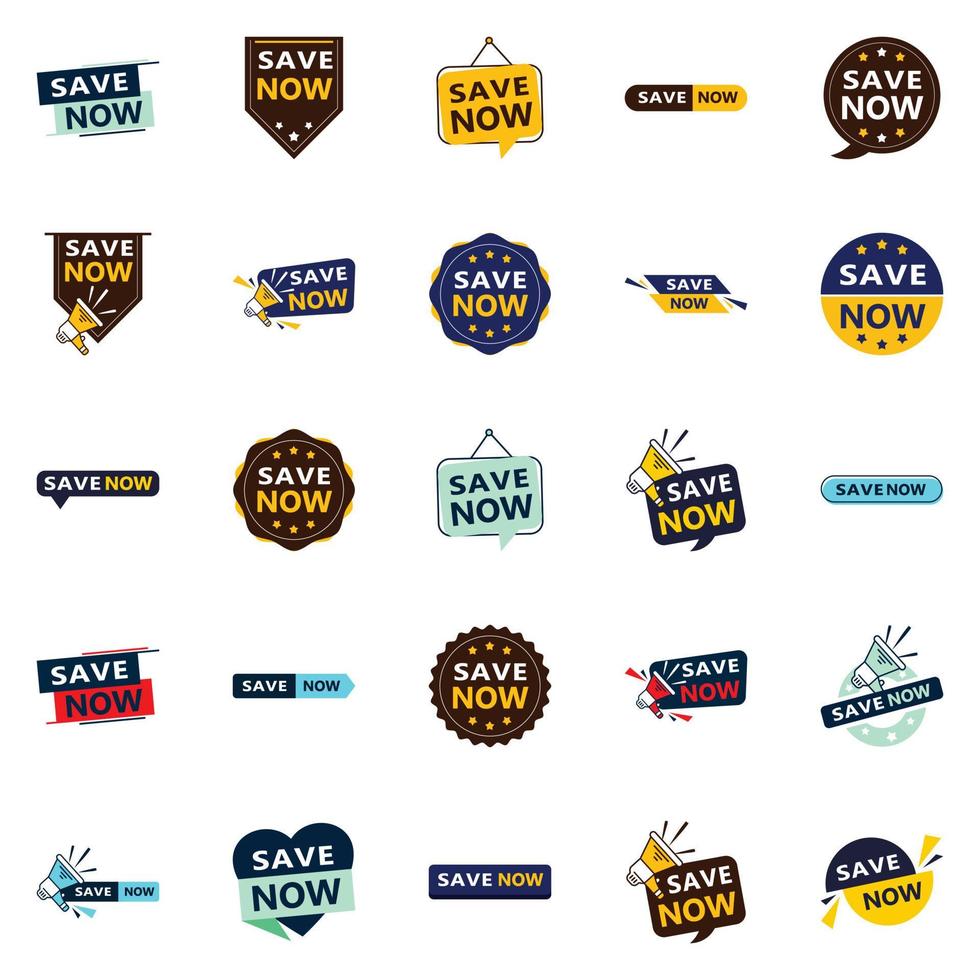 25 banners tipográficos innovadores para una promoción de ahorro contemporánea vector