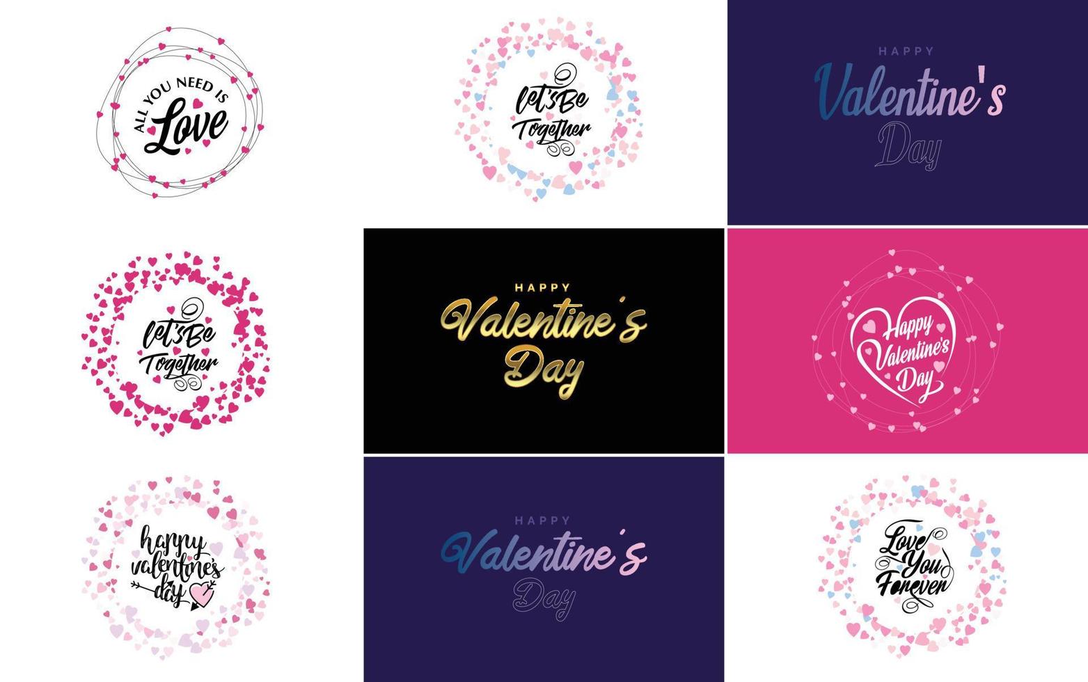 plantilla de banner de feliz día de san valentín con un tema romántico y un esquema de color rosa y rojo vector