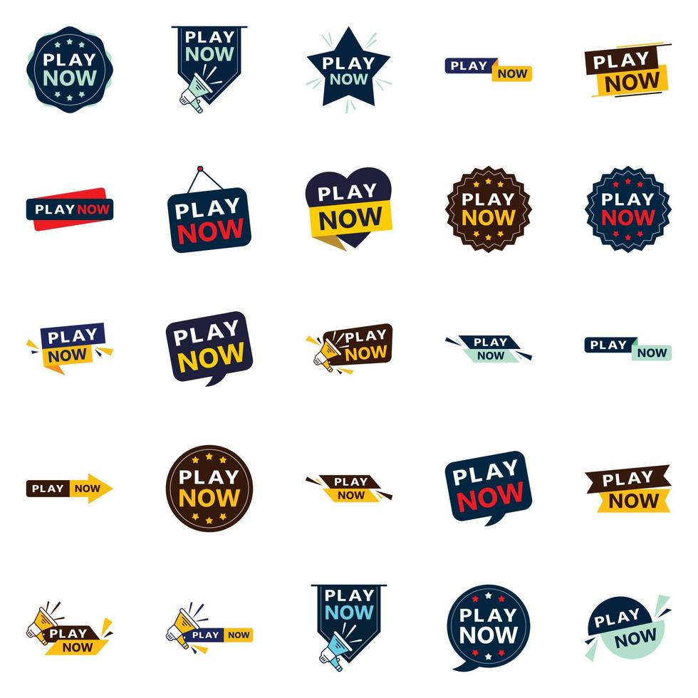 Grab Customers Attention with Our Pack of 25 Play Now Banners vector
