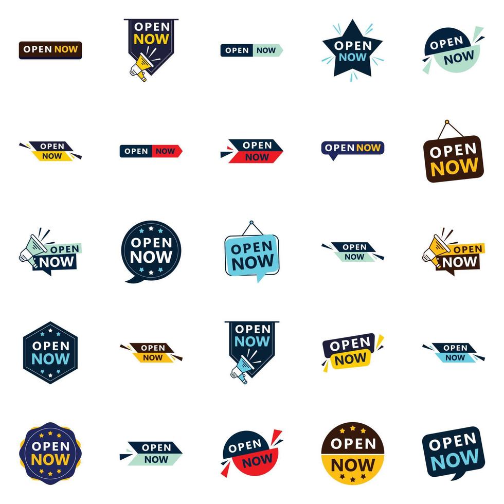 Open now set 25 different design options vector