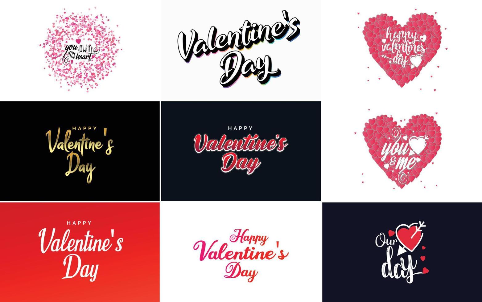 Happy Valentine's Day hand lettering calligraphy text and hearts vector