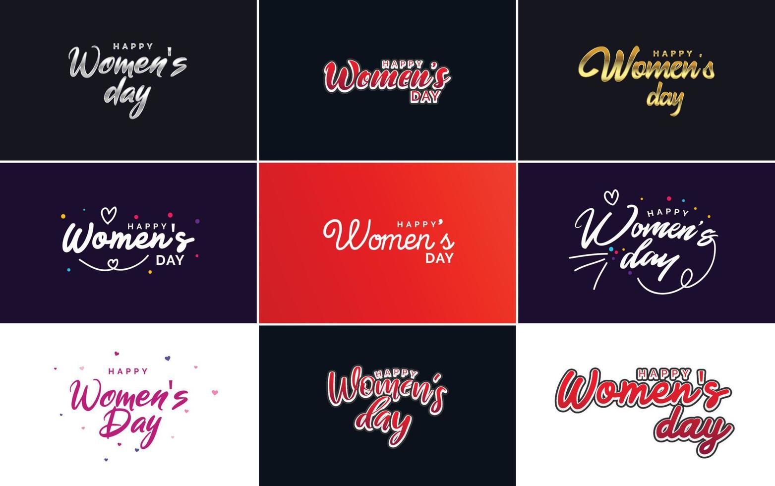 March 8th Happy Women's Day text set vector