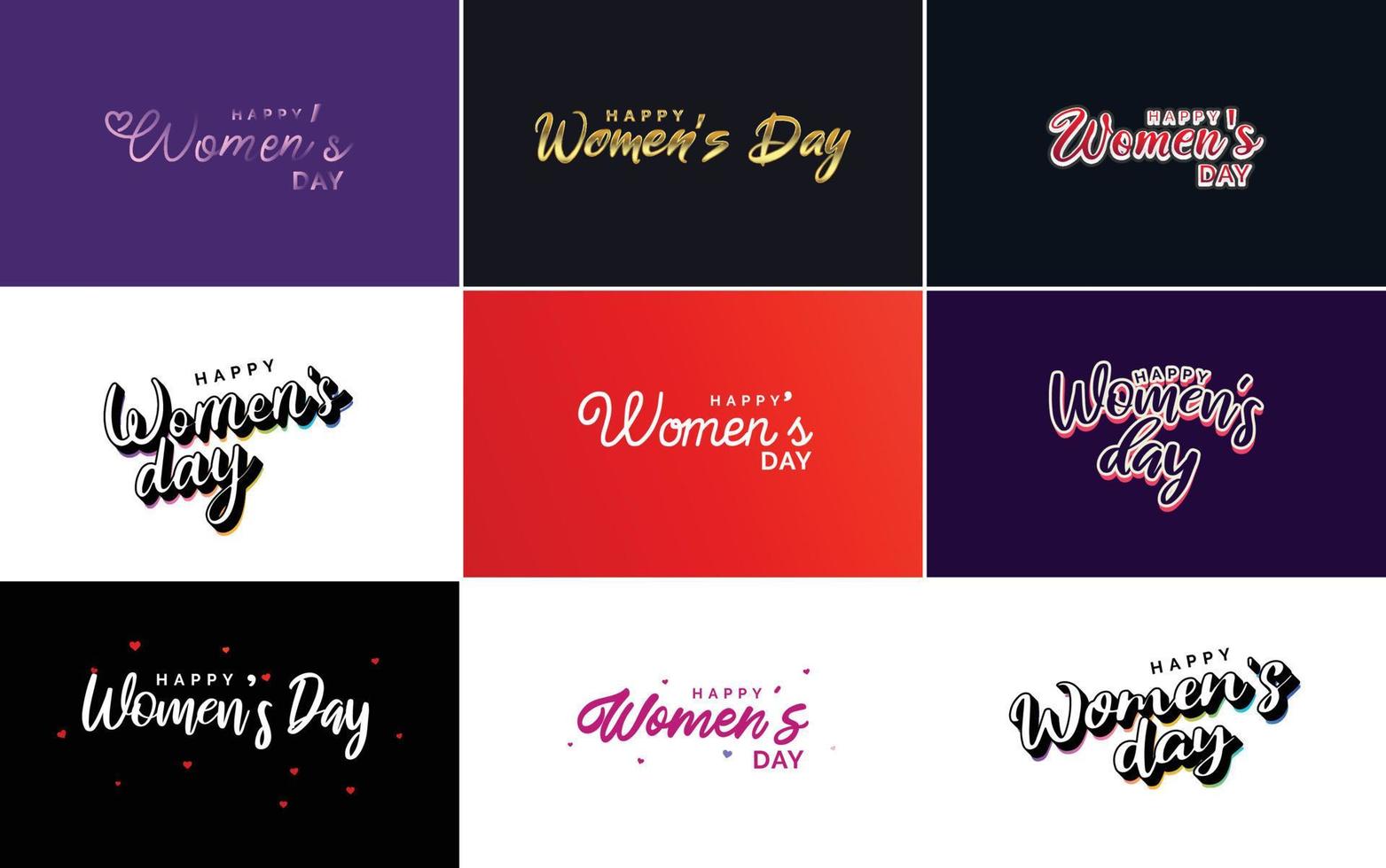 March 8th Happy Women's Day text set vector