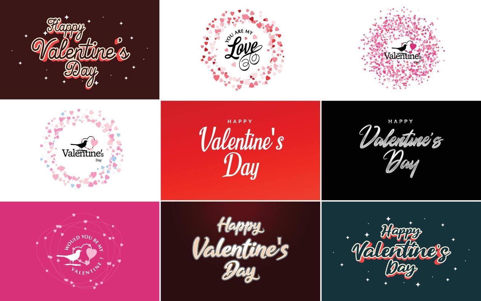 Happy Valentine's Day typography poster with handwritten calligraphy text. isolated on white background vector illustration