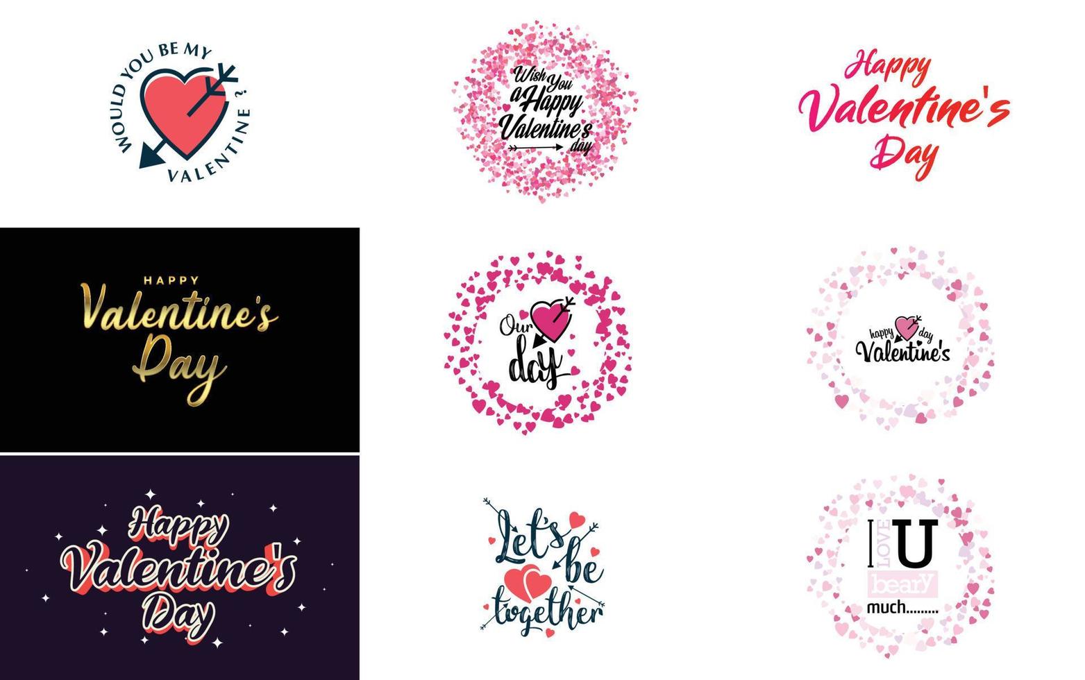 Valentine's Day lettering set vector