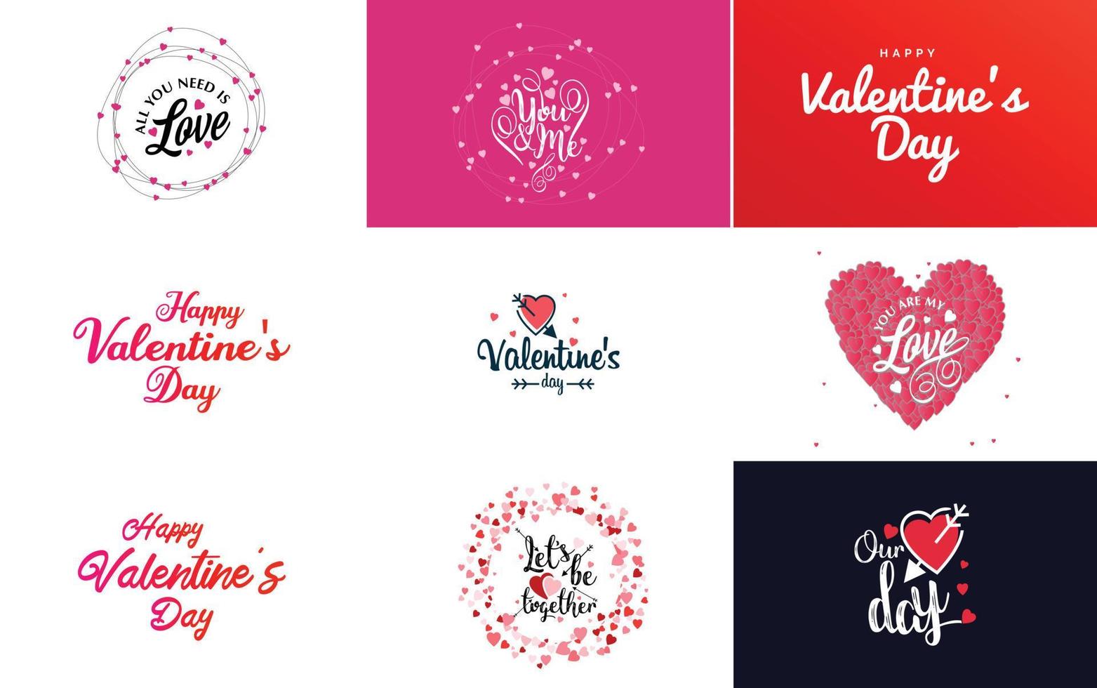 Valentine's Day lettering set vector