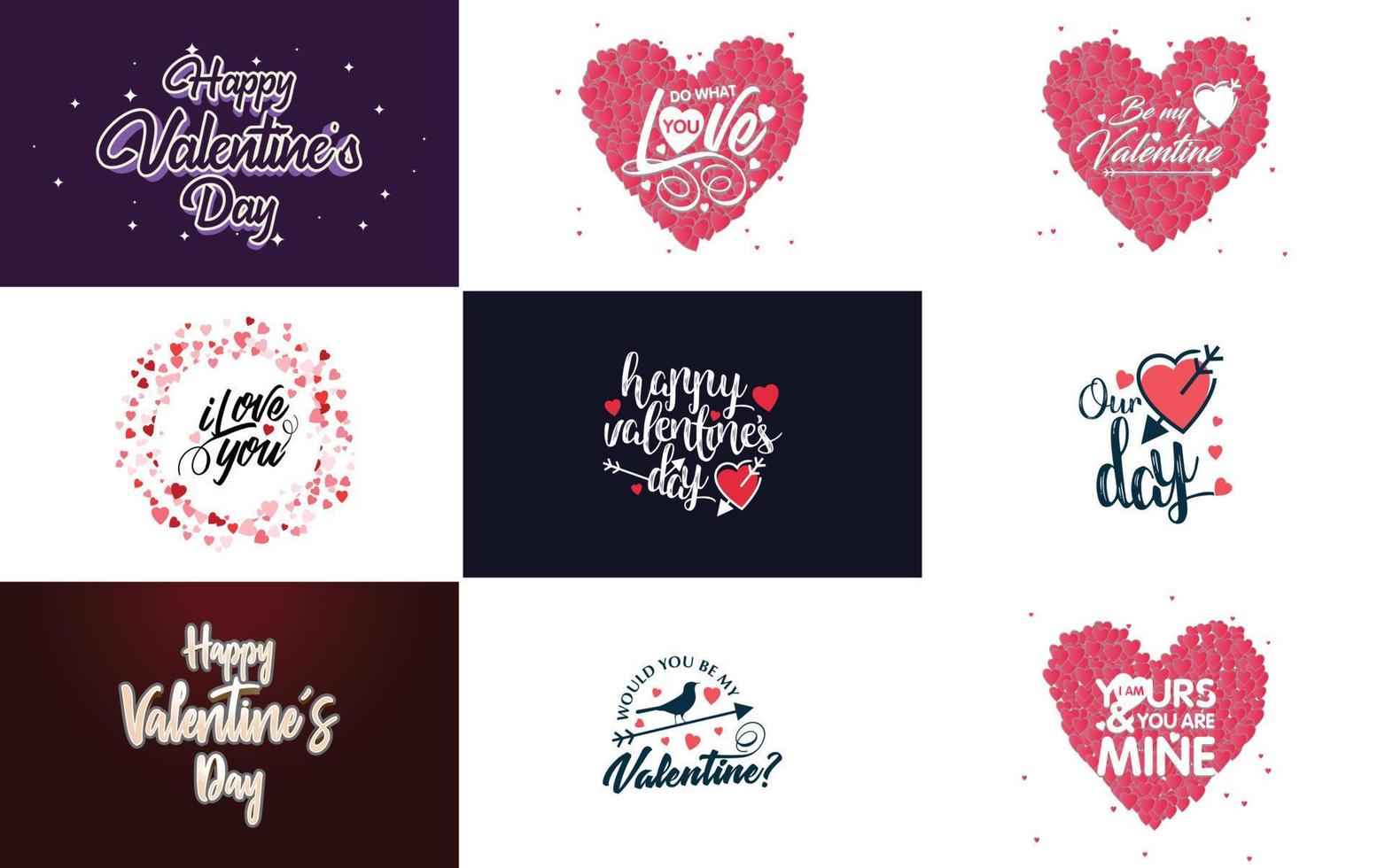Valentine's Day lettering set vector