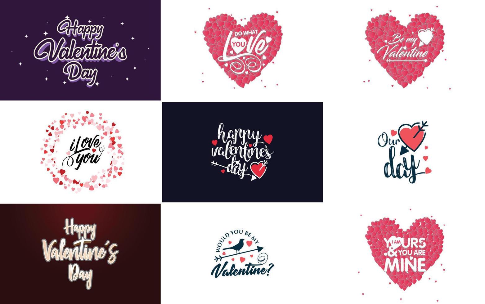 Valentine's Day lettering set vector