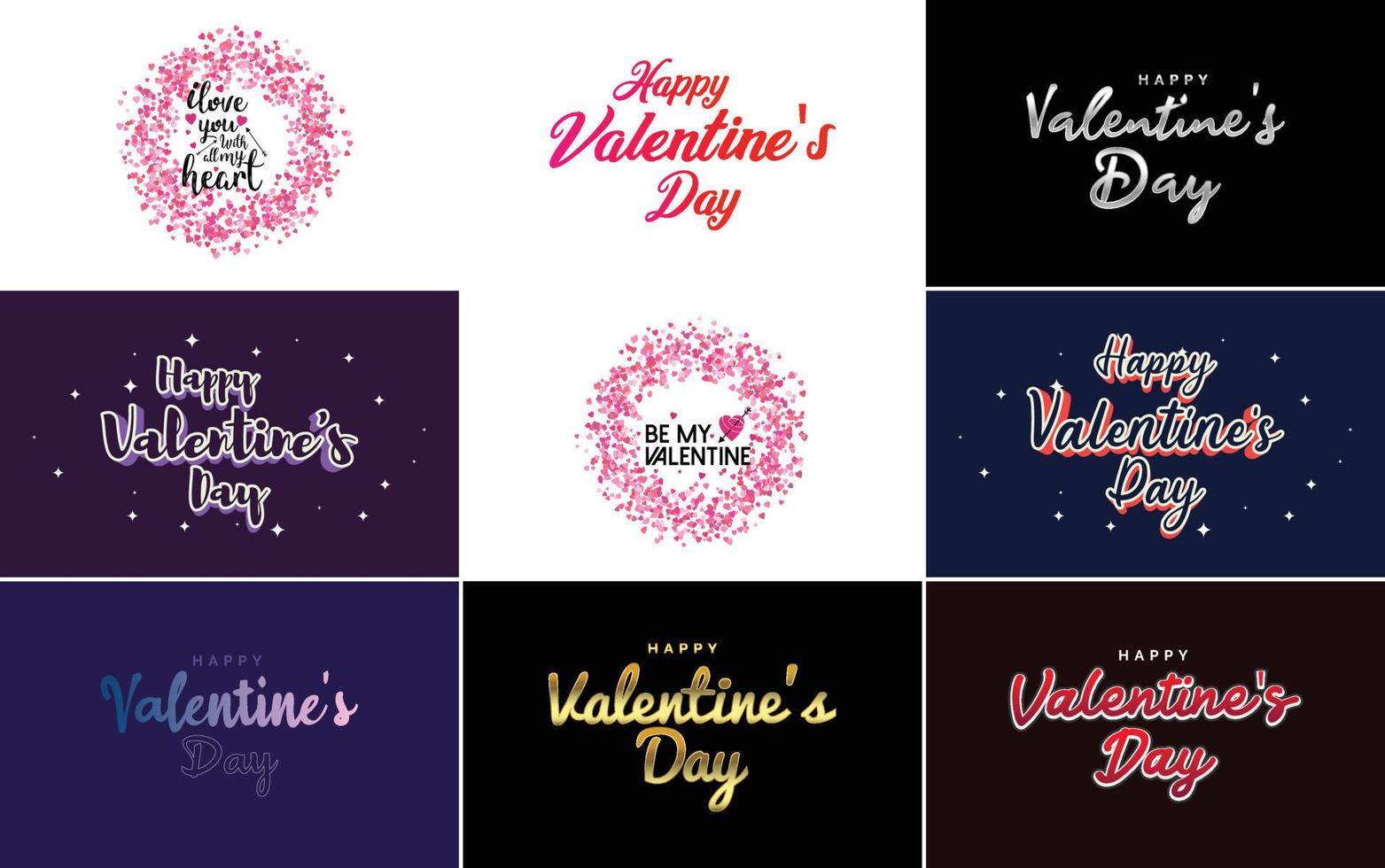 Set of cards with Valentine's Day lettering vector