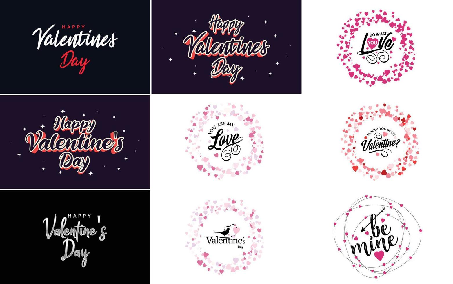 Set of cards with Valentine's Day lettering vector