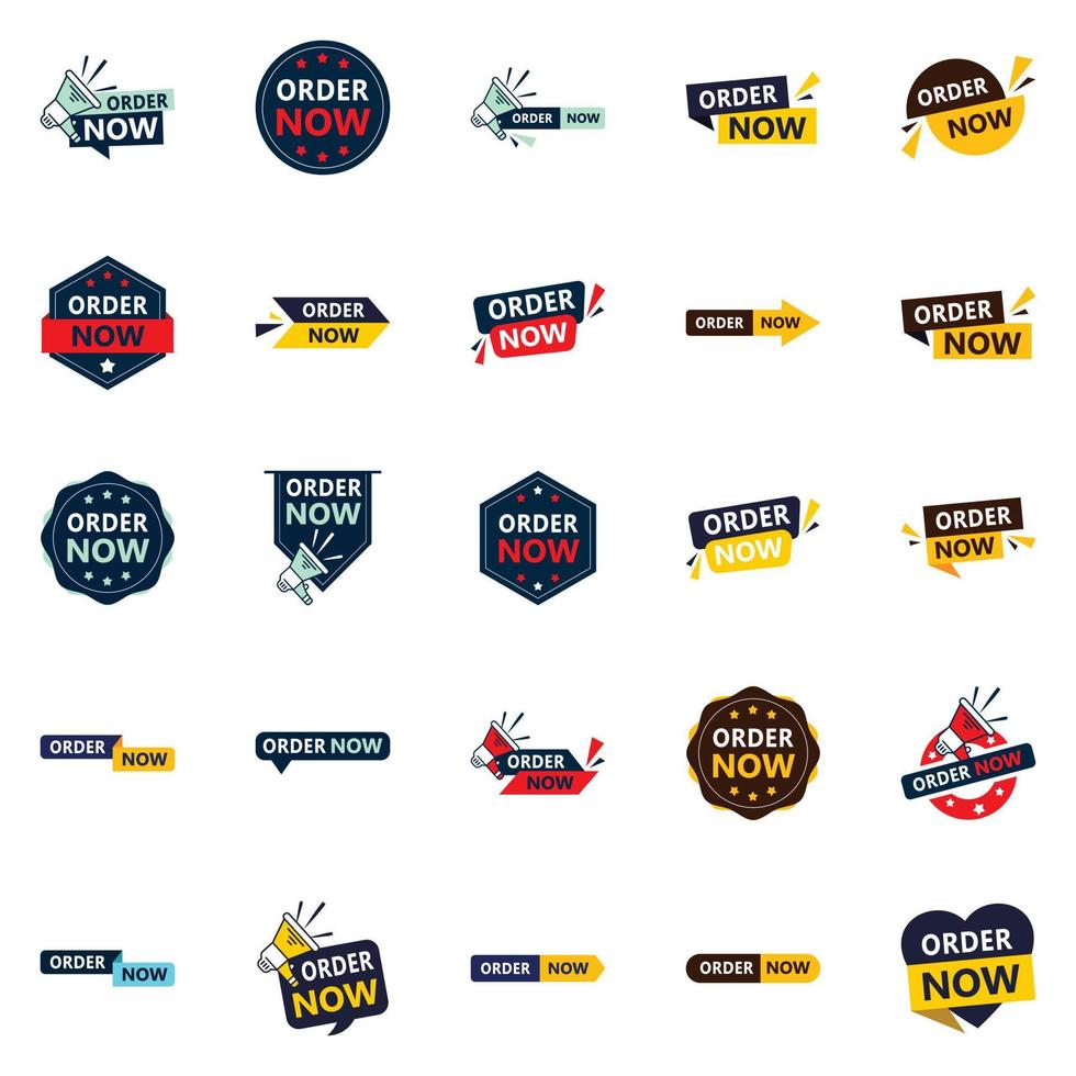 Get Your Customers Ordering with Our Pack of 25 Order Now Banners vector