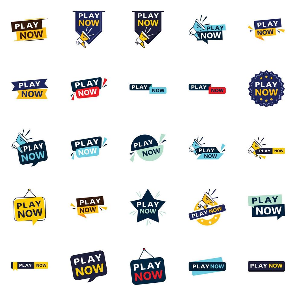 25 Professional Play Now Banners to Take Your Business to the Next Level vector